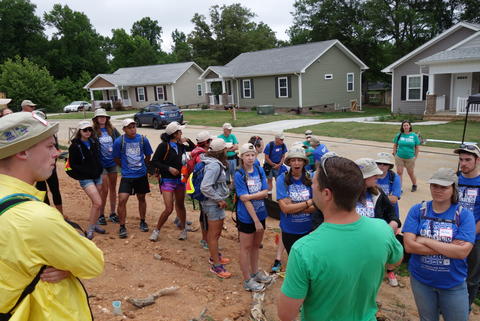 Group meeting at the start of the day. 