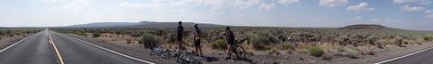 Panorama in the middle of nowhere. Sagebrush and grass.