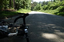 Biking down gravel roads. 