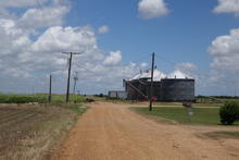 Silos on a closed road